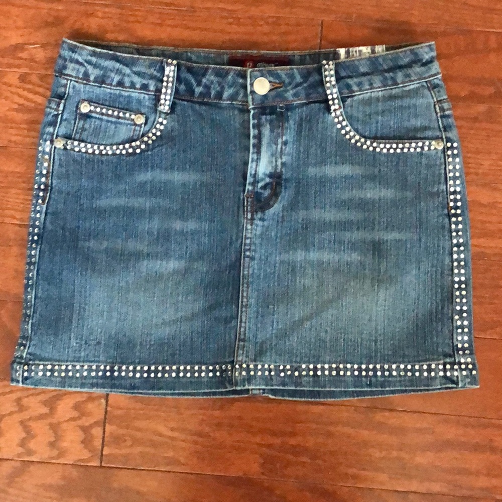 Denim rhinestone skirt